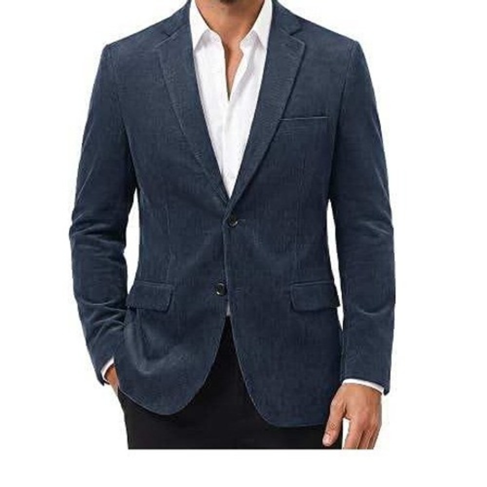 NWT Tommy Hilfiger Men's 36S Blue Corduroy Elbow Patch Blazer Jacket Cotton
